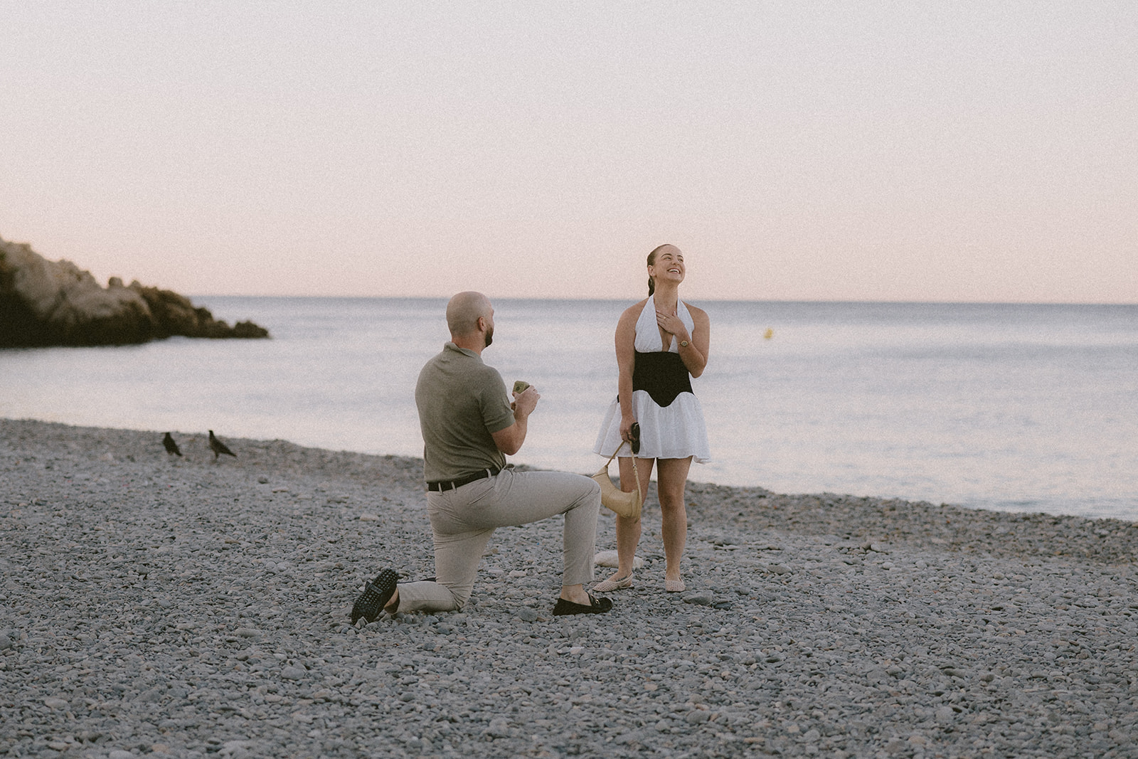 a proposal on the beach in nice