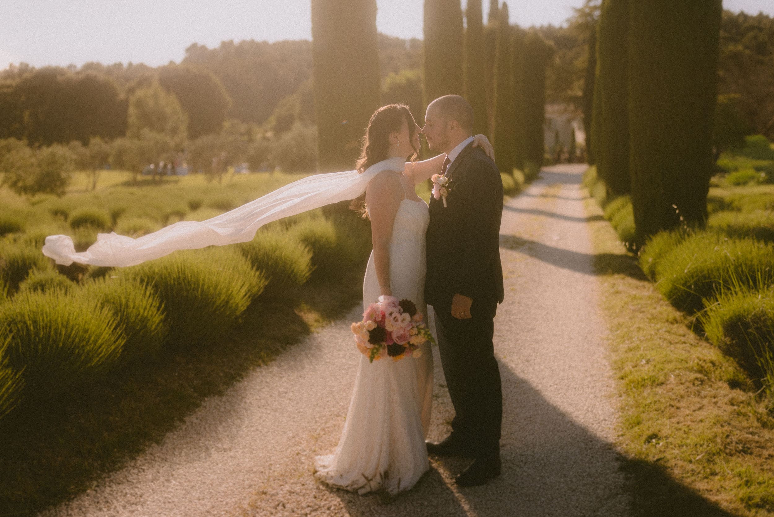 A wedding photo taken at Le Mas des Costes in Provence